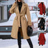 Womens Winter Coat Trend Lapel Double-breasted Trench Coat With Belt Winter Fashion Solid Color Long Jacket Outwear Women Clothing Notched Lapel Collar Double Breasted Pea Coat Winter Wool Blend Over Coats Long Jackets