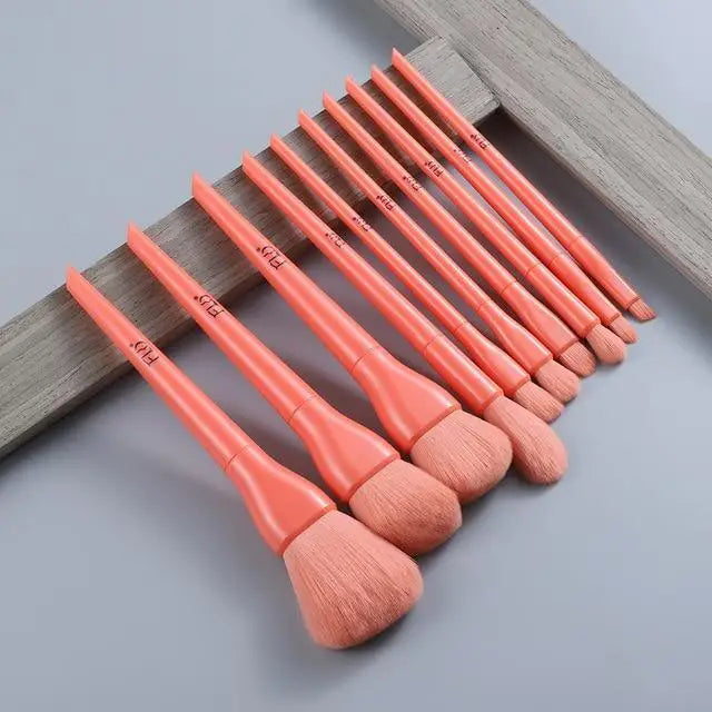 Durable 10pcs Natural Hair Colorful Makeup Brushes Professional Foundation Powder Blush Eyeshadow Eyebrow Blending