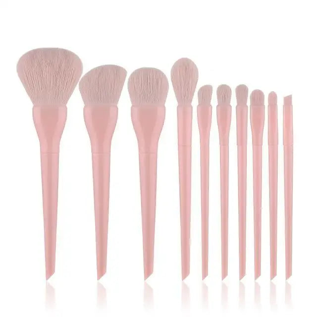 Durable 10pcs Natural Hair Colorful Makeup Brushes Professional Foundation Powder Blush Eyeshadow Eyebrow Blending