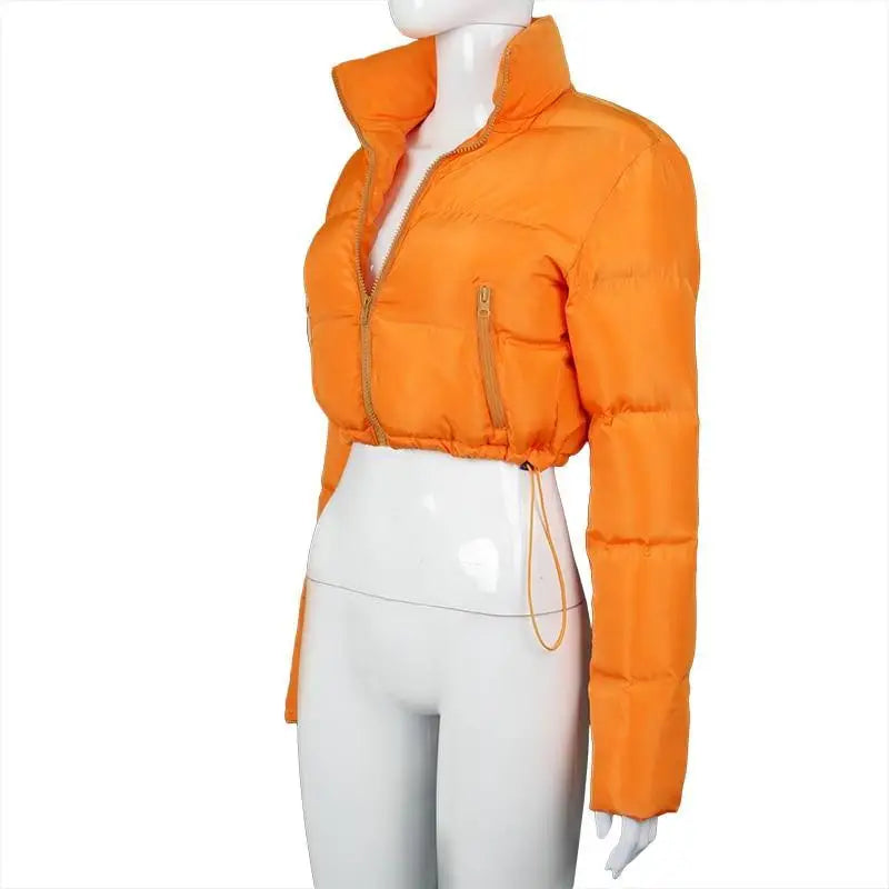 Durable Faux PU Leather Bubble Puffer Winter Warm Jacket Women Coats Long Sleeve Outerwear Zipper Casual Slim jacket