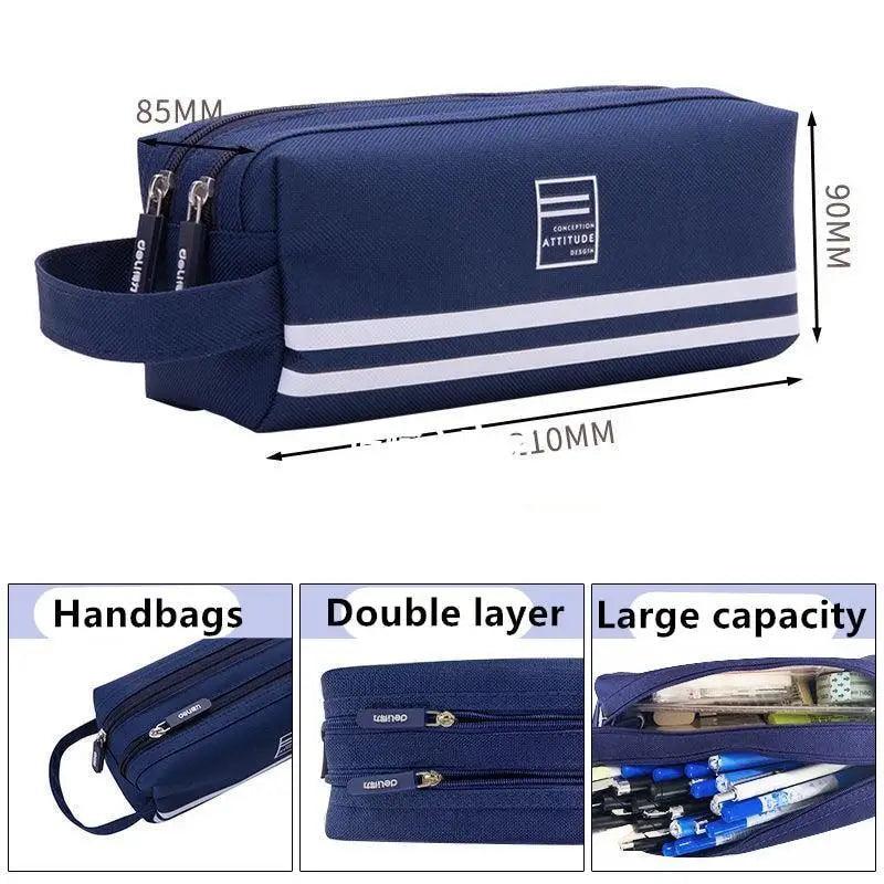 Durable Simple Large Capacity School Stationery Double Layer Case Students Unique Design High Quality Office Handbag