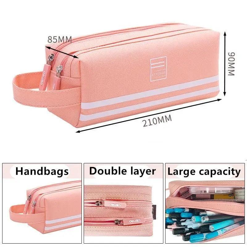 Durable Simple Large Capacity School Stationery Double Layer Case Students Unique Design High Quality Office Handbag