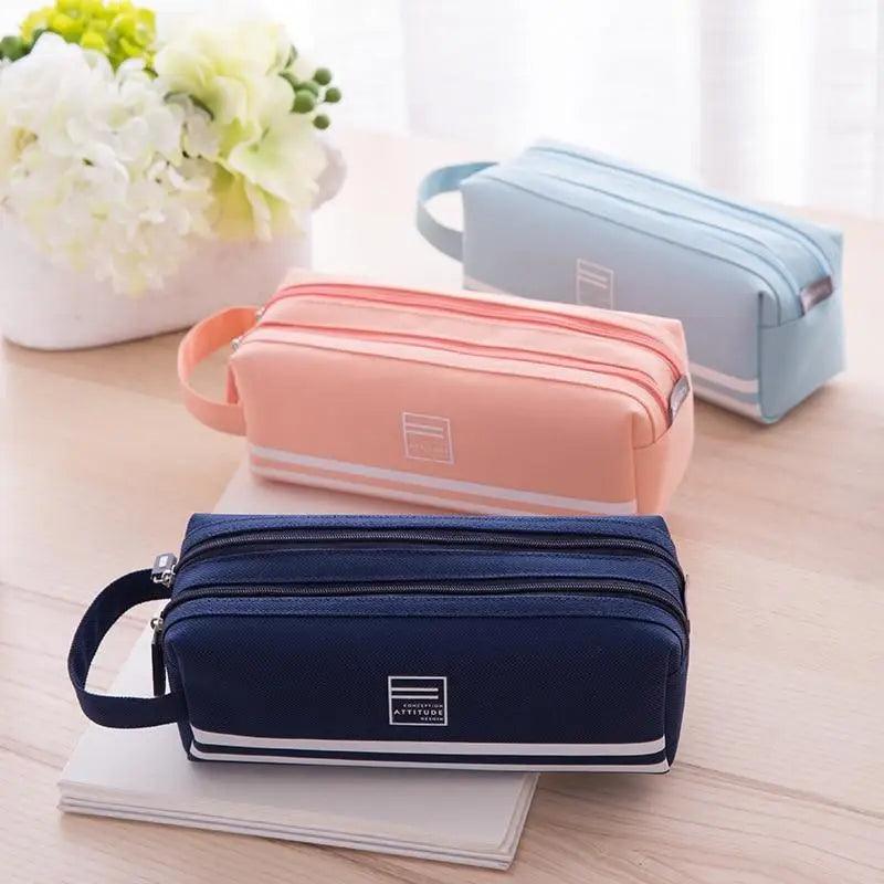 Durable Simple Large Capacity School Stationery Double Layer Case Students Unique Design High Quality Office Handbag