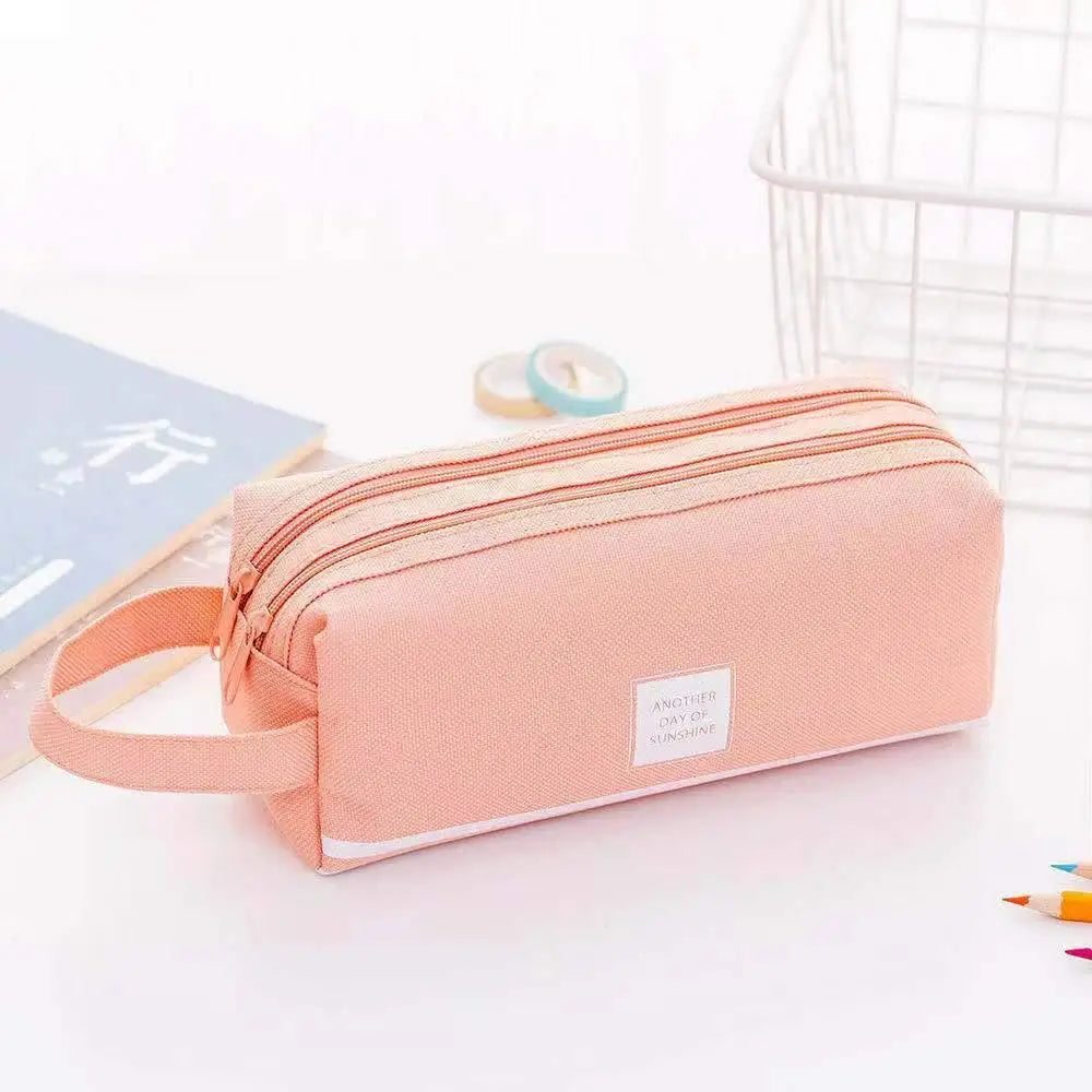 Durable Simple Large Capacity School Stationery Double Layer Case Students Unique Design High Quality Office Handbag