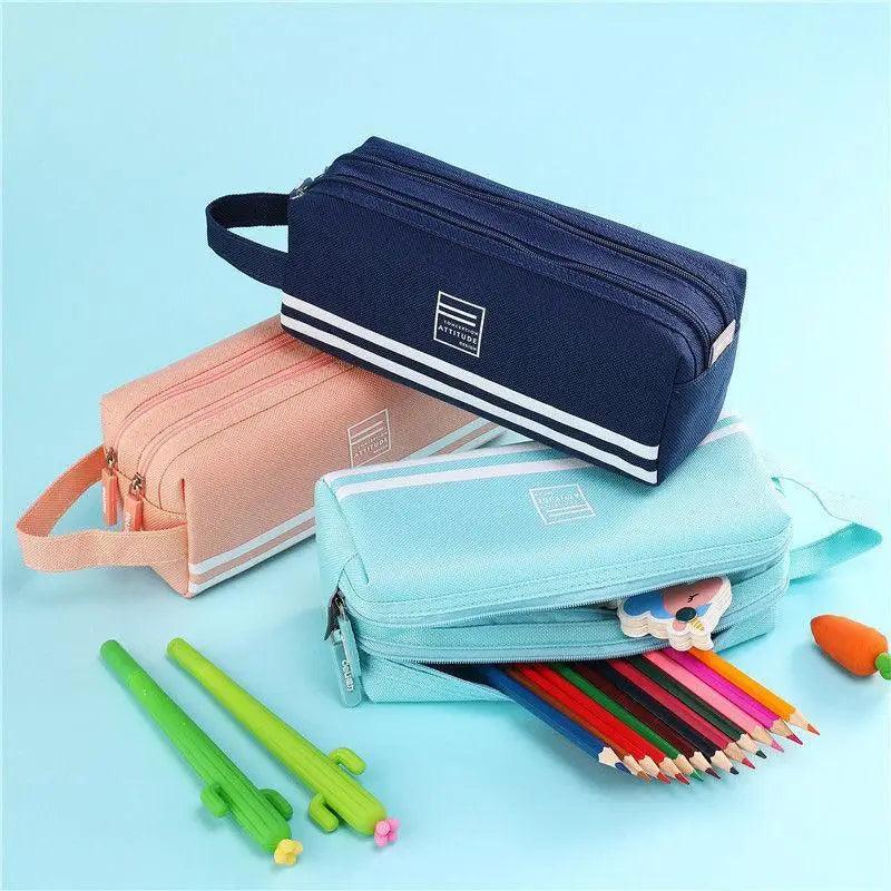 Durable Simple Large Capacity School Stationery Double Layer Case Students Unique Design High Quality Office Handbag