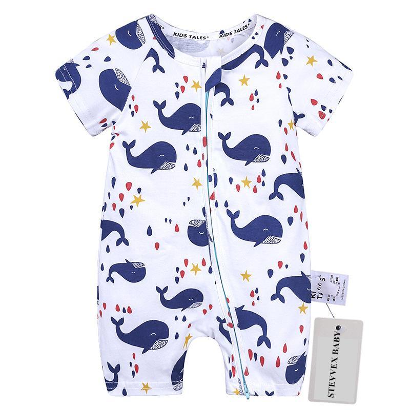 Modern Printed Newborn Baby Short Sleeved Cotton Jumpsuit Infant Cartoon Animal Costumes Clothing For Girls and Boys Kids