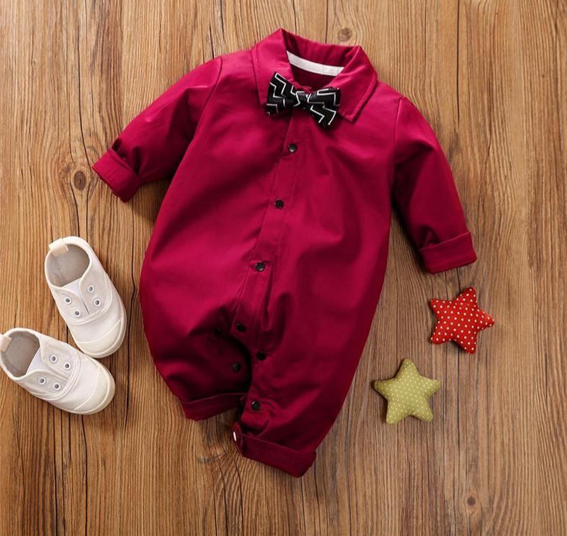 Luxury Modern Baby Boy Infant Rompers Baby Clothes Kids With Bow Modern Baby Costume Suit