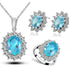 Luxury Elegant Juwelery Set For Ladies IN Blue Crystal Stone Wedding Jewelry Style  For Brides Silver Color Necklace Set For Women