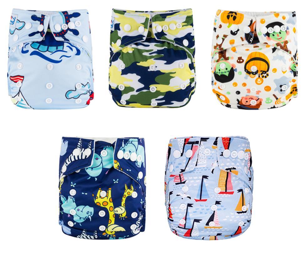 Modern Luxury Printed Baby Nappy 5pcs/Lot Washable Diapers Good Quality Pocket Diaper For Kids