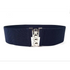 Elastic Wide Strap Plus Size Belts For Women Classic Party And Casual Dress Metal Snap Button Belts For Women - Blue