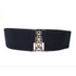 Elastic Wide Strap Plus Size Belts For Women Classic Party And Casual Dress Metal Snap Button Belts For Women - Black