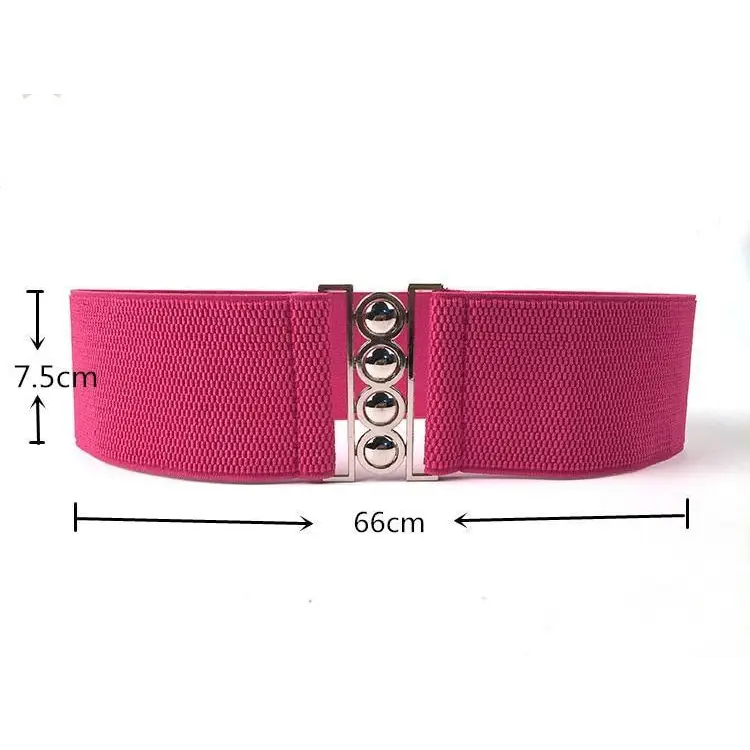 Elastic Wide Strap Plus Size Belts For Women Classic Party And Casual Dress Metal Snap Button Belts For Women