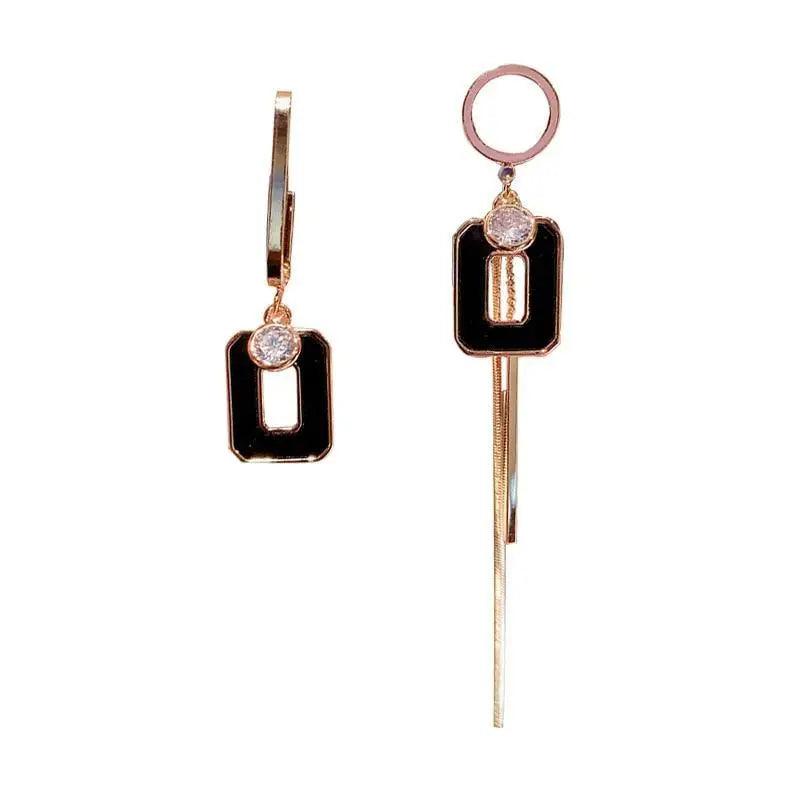 Elegance Asymmetrical Earrings For Women Luxury Pendent Round And Square Earrings For Ladies And Girls - ALU08642GFZ