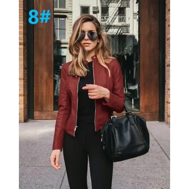 Elegance Autumn And Winter New Solid Color Jacket For Women’s PU Leather Warmth Fashion Long - Sleeved Jacket