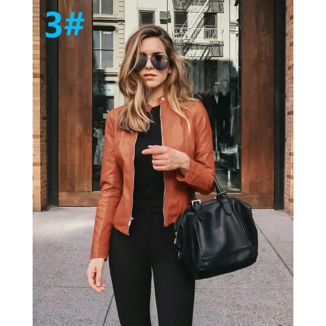 Elegance Autumn And Winter New Solid Color Jacket For Women’s PU Leather Warmth Fashion Long - Sleeved Jacket