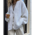 Elegance Autumn Winter V - Neck Loose Cardigans Women Single Breasted Casual Oversized Sweater Female Long Sleeve