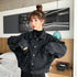 Elegance Black Denim Short Jackets For Women Loose Single Breasted Button Pockets Stylish Chic Retro Casual Streetwear