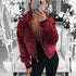 Elegance Faux Fur Women Coat With Hood High Waist Fashion Slim Black /Red /Pink Faux Fur Jacket Fake Rabbit Fur Coats