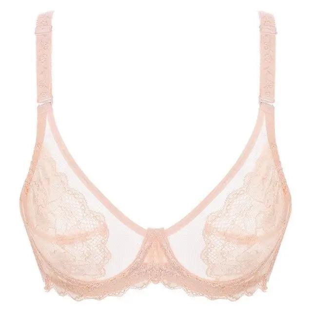 Elegance Transparent Bras For Women Ultra Thin Lace Bralette Underwire Push Up Plus Big Size Top Summer 34 36 38 40