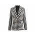 Elegance Women Tweed Jackets Fashionable Office Ladies Black Tassel Houndstooth Coats Female Autumn Vintage Thick Plaid