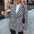 Elegance Women Tweed Jackets Fashionable Office Ladies Black Tassel Houndstooth Coats Female Autumn Vintage Thick Plaid