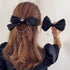 Elegant Black Charming Pearls Bow Chain Barrettes Cute Hair Clips For Women Modern Hair Clip Girls Hair Accessories