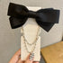 Elegant Black Charming Pearls Bow Chain Barrettes Cute Hair Clips For Women Modern Hair Clip Girls Hair Accessories - 9