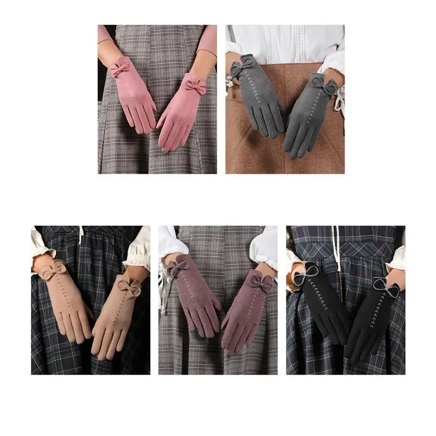 Elegant Black Winter Women Outdoor Warm One Size Gloves Fashionable Cute Bow Style Casual Gloves For Women - STEVVEX Fashion - 717, black gloves, bow gloves, casual gloves, comfortable gloves, cycling gloves, fashion gloves, gloves, gloves for girls, gloves for winter, gloves for women, new design gloves, soft gloves, stylish gloves, velvet gloves, warm gloves, winter gloves, women gloves - Stevvex.com