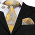 Elegant Business Yellow Gold Ties Men Charming Handkerchiefs Cufflinks Set Unique Design Men Tie Set For Wedding Suit