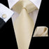 Elegant Business Yellow Gold Ties Men Charming Handkerchiefs Cufflinks Set Unique Design Men Tie Set For Wedding Suit