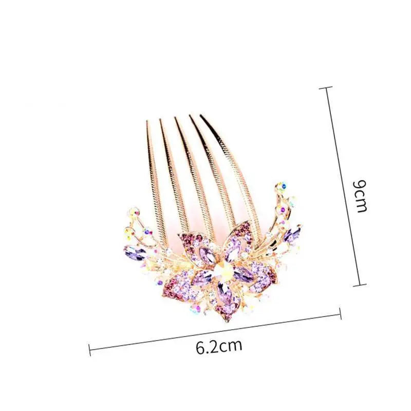 Elegant Colorful Crystal Flowers Hair Combs For Women Fashion Hair Comb Clips Rhinestone Flower Design Ladies Hairpin