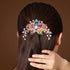 Elegant Colorful Crystal Flowers Hair Combs For Women Fashion Hair Comb Clips Rhinestone Flower Design Ladies Hairpin