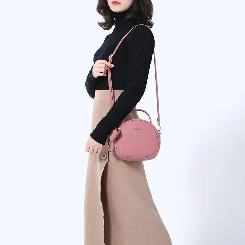 Elegant Cute Geometrical Women Handbag Soft PU Leather Women’s Crossbody Messenger Bags Round Ladies Shoulder Bag