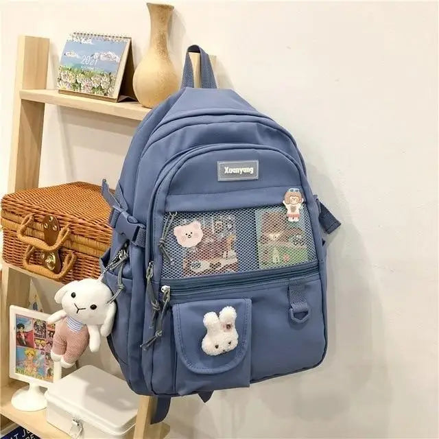 Elegant Female Backpack For Teenager Girls And Women Cute Fashionable Book Schoolbag And Laptop Bag - Blue - ALU92982UVW