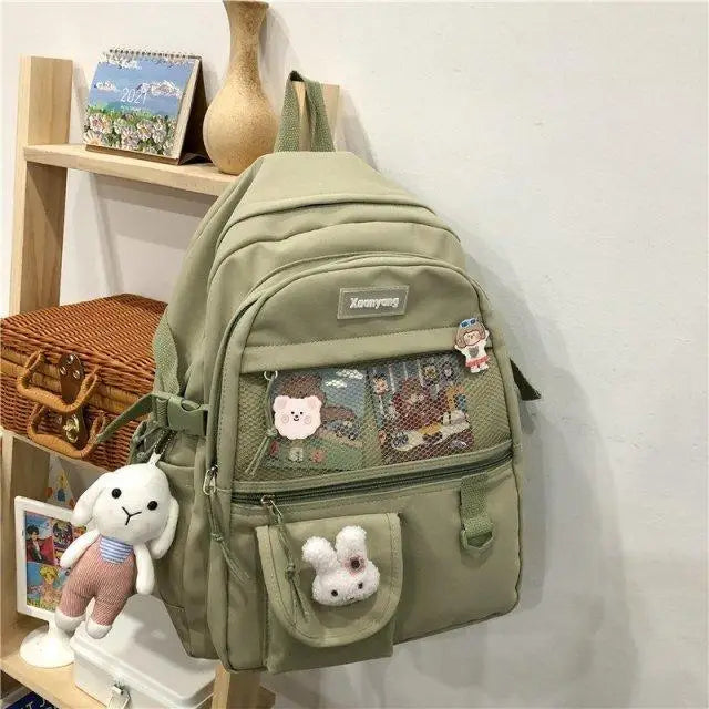 Elegant Female Backpack For Teenager Girls And Women Cute Fashionable Book Schoolbag And Laptop Bag - green