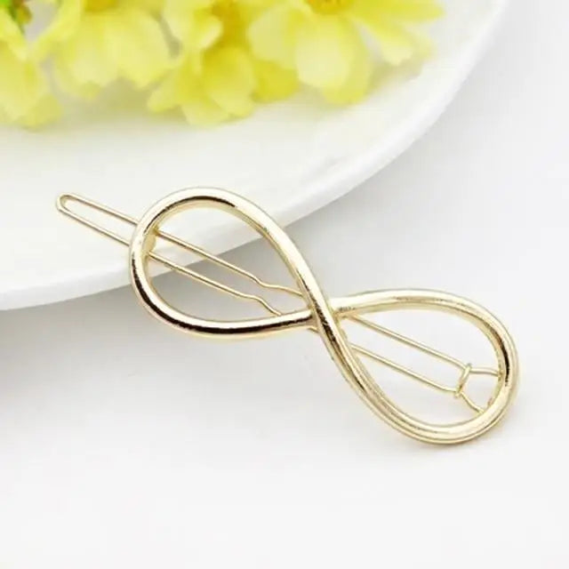 Elegant Gold/Silver Plated Metal Circle Charming Hair Clips For Women Hair Barrettes Simple Fashionable Hair Clips