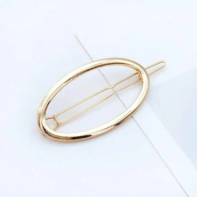 Elegant Gold/Silver Plated Metal Circle Charming Hair Clips For Women Hair Barrettes Simple Fashionable Hair Clips