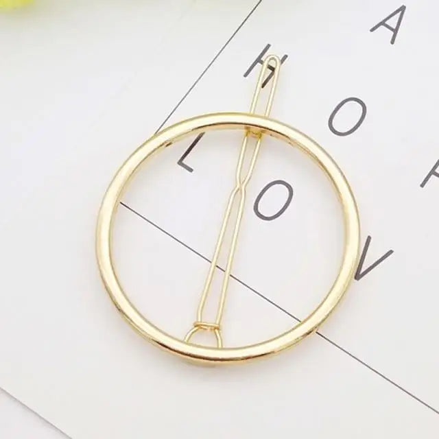 Elegant Gold/Silver Plated Metal Circle Charming Hair Clips For Women Hair Barrettes Simple Fashionable Hair Clips