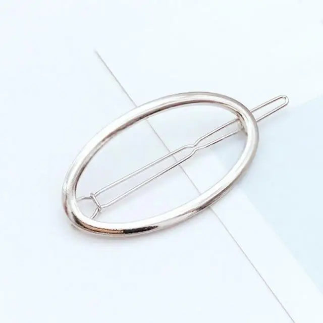 Elegant Gold/Silver Plated Metal Circle Charming Hair Clips For Women Hair Barrettes Simple Fashionable Hair Clips