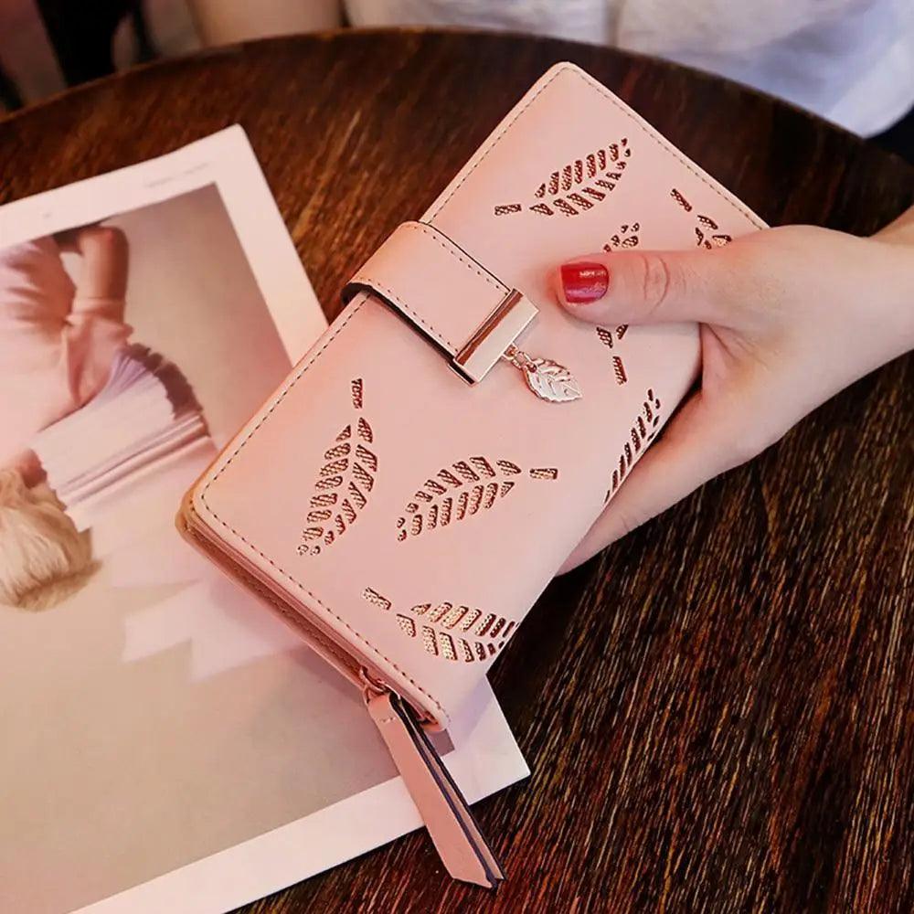 Elegant Leaf Zipper PU Leather Women Wallet Retro Card Holder Modern Design Wallet Excellent Gift - STEVVEX Fashion - 705, classic wallets, cool wallets, cute wallets, elegant wallets, fashion wallets, hollow leave wallet, leaf wallets, leather wallets, leather wallets for women, new design wallets, retro wallets, short women wallets, stylish wallets, tassel wallets, trendy wallets, unique wallets, vintage wallets, wallets, wallets for women, women wallets - Stevvex.com