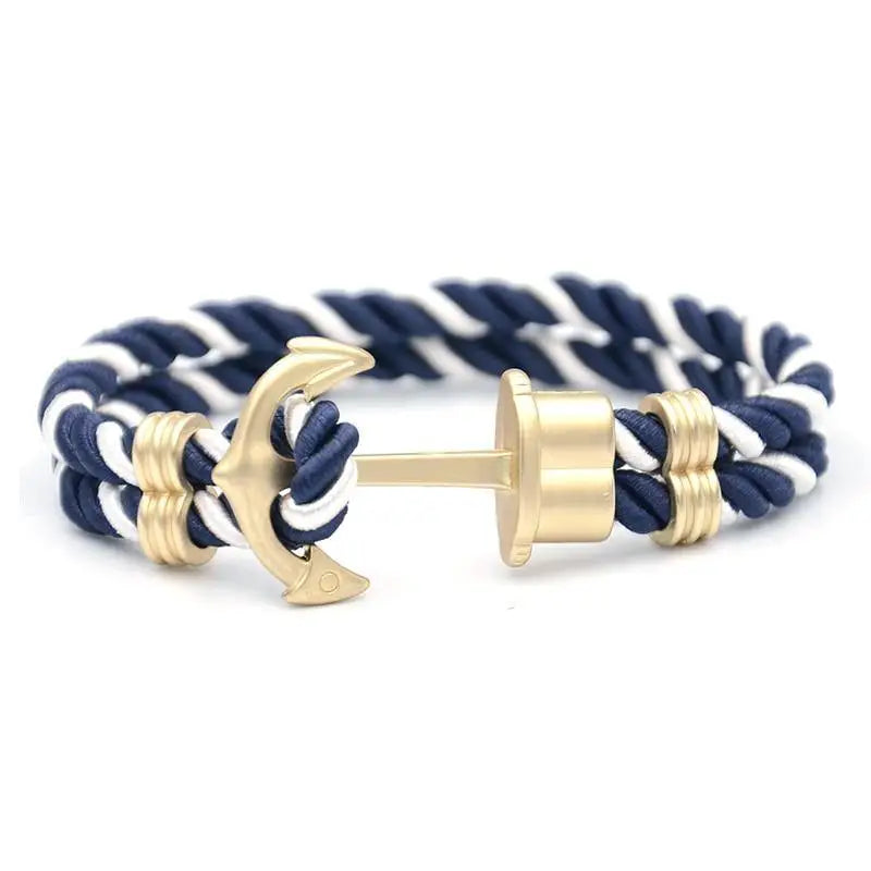 Men Anchor Bracelet made of Nylon in Navy Blue.