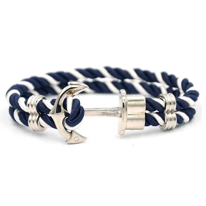 Men Anchor Bracelet made of Nylon in Navy Blue.