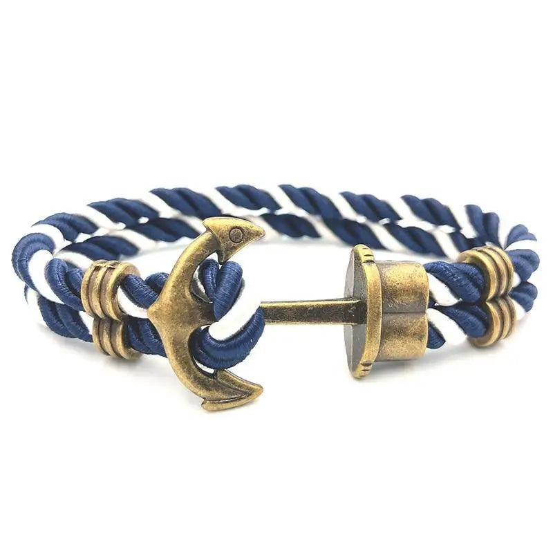 Men Anchor Bracelet made of Nylon in Navy Blue.