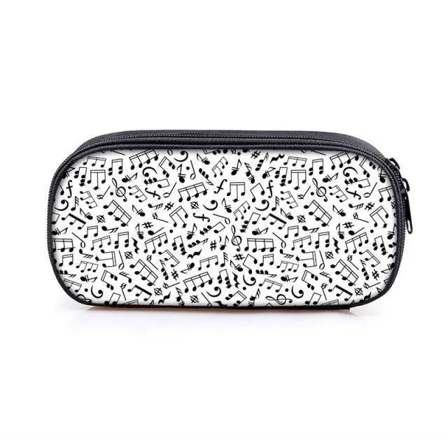 Elegant Music Note Piano Pen Case Holder Stylish Black/White Pencil Bag Guitar Pencil Case Unique Stationery Case