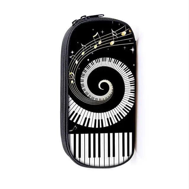 Elegant Music Note Piano Pen Case Holder Stylish Black/White Pencil Bag Guitar Pencil Case Unique Stationery Case