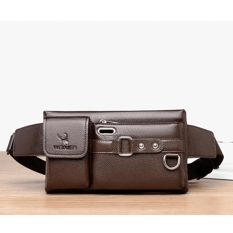 Elegant New Black Mens Leather Waist Bag Adjustable Strap Outdoors Fanny Pack Comfortable Luxury Design For Men