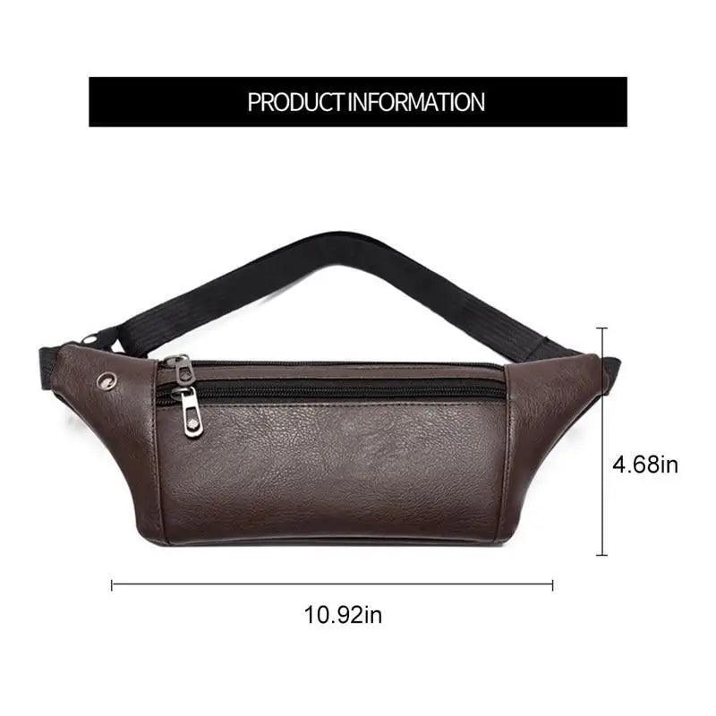 Elegant New Black Mens Leather Waist Bag Adjustable Strap Outdoors Fanny Pack Comfortable Luxury Design For Men