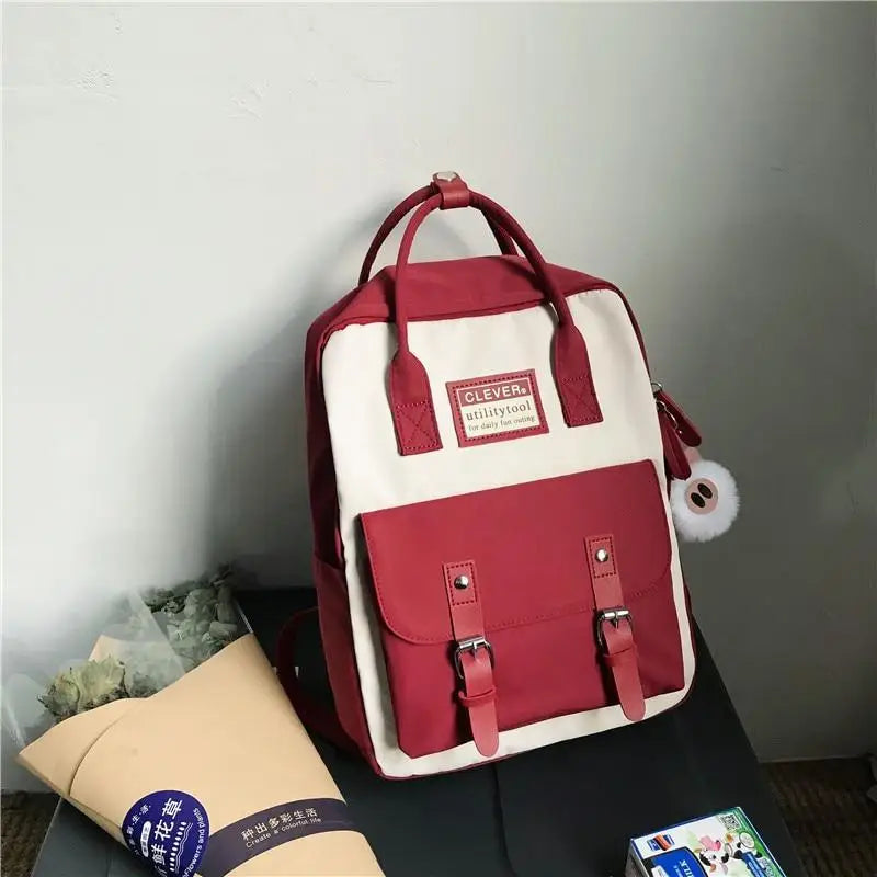 Elegant Nylon Candy Color Waterproof School Bags for Teenagers Girls And Women Nice Patchwork On Backpack For Female