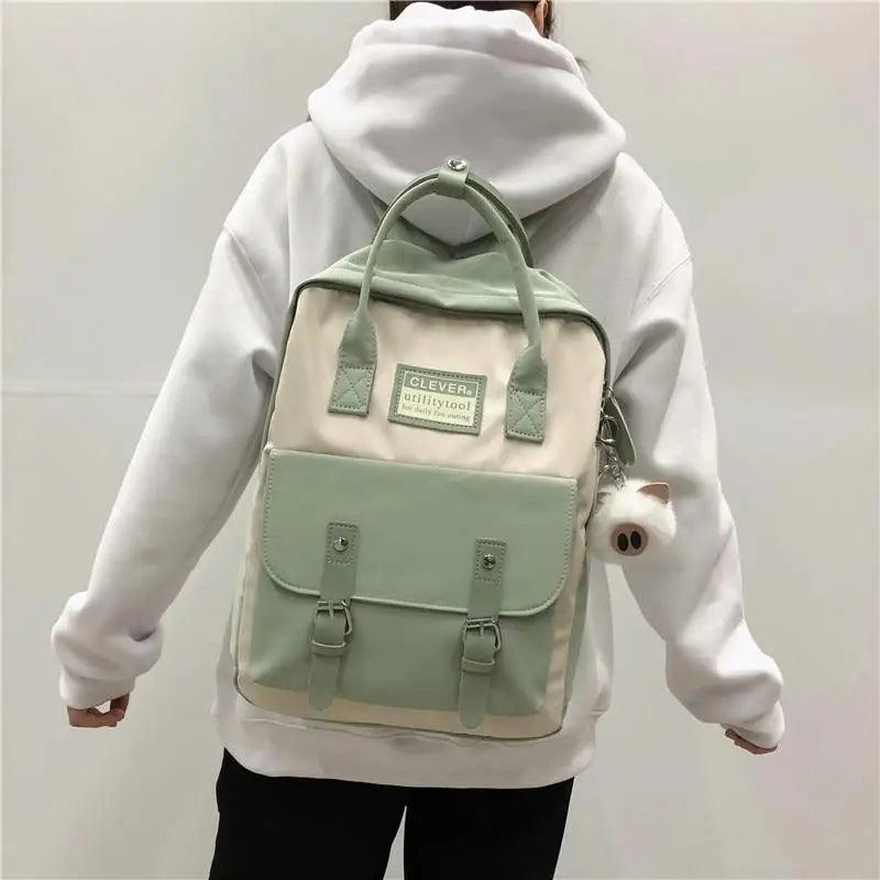 Elegant Nylon Candy Color Waterproof School Bags for Teenagers Girls And Women Nice Patchwork On Backpack For Female