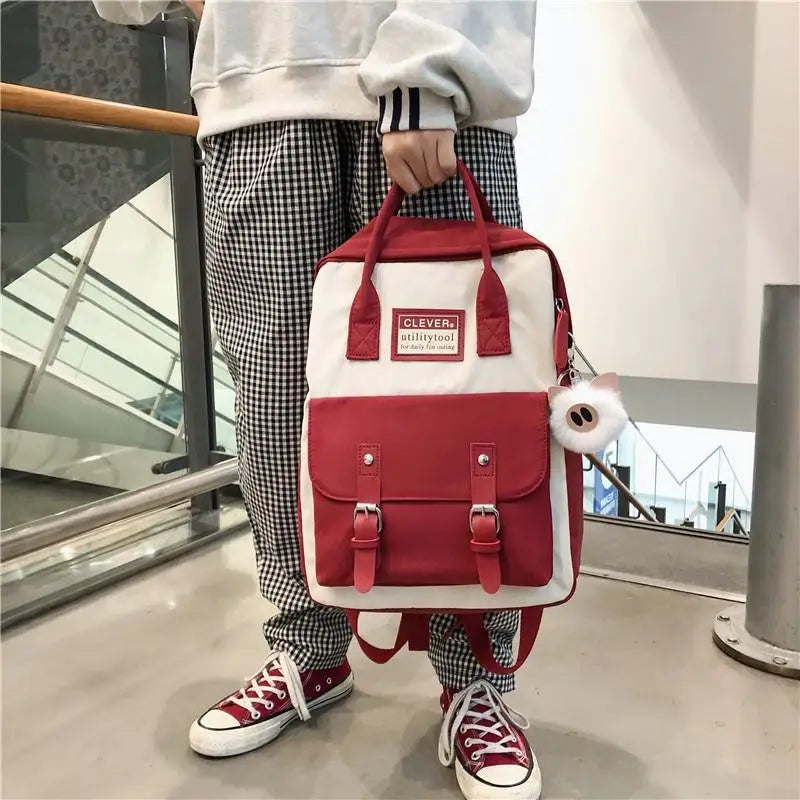 Elegant Nylon Candy Color Waterproof School Bags for Teenagers Girls And Women Nice Patchwork On Backpack For Female